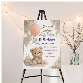 Rödnande Björn Mjuk Vattenfärg blommande babyfiran Inbjudningar