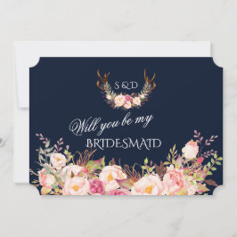 Rodnande Blommiga Horn Vil Du Vara Min Brudtärna Inbjudningar