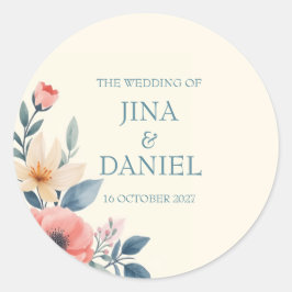 Rodnande Blomning Klassisk Rund Klistermärke