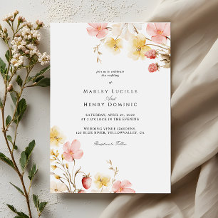 Rodnande blomster elegant botanisk trädgård bröllo inbjudningar