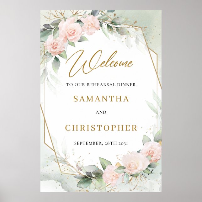 Rodnande blomster eukalyptus guld provmiddag poster (Framsidan)