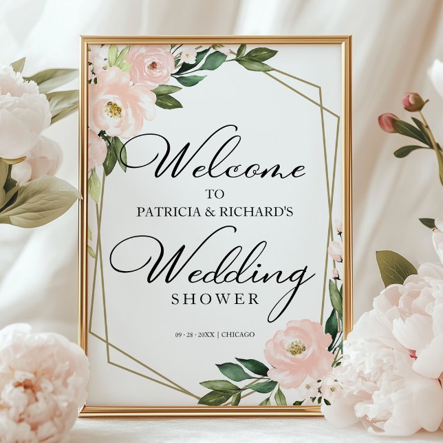 Rodnande blomster geometrisk välkomstskylt för brö poster (Skapare uppladdad)