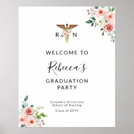 Rodnande blomster kaduceus sjuksköterska examensfi poster