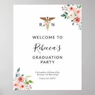 Rodnande blomster kaduceus sjuksköterska examensfi poster