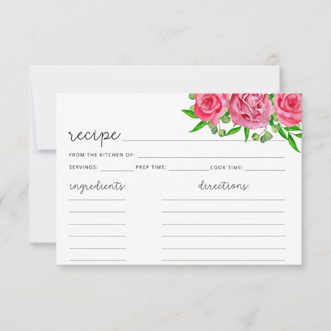 Rodnande blomsterreceptkort (Framsida)
