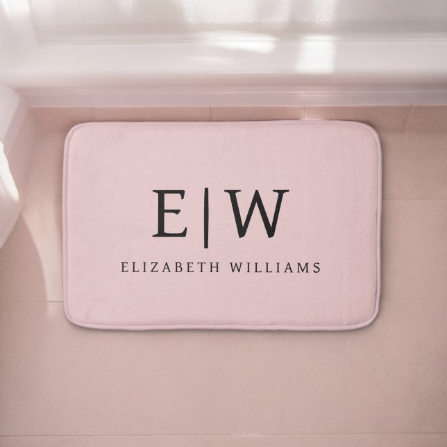 Rodnande dammig rosa modern script flickaktigt mon badrumsmatta (Skapare uppladdad)