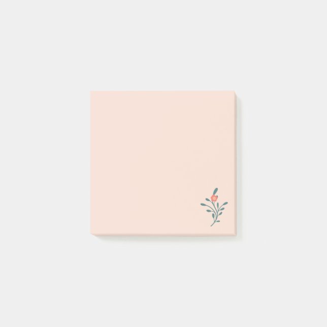 Rodnande Floral Turkos Botanisk Post-it Block (Framsida)