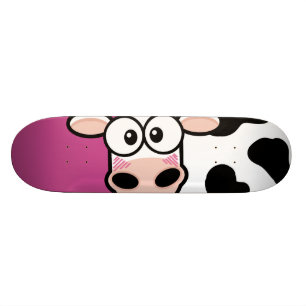 Rödnande ko på rosa skateboard bräda 20 cm