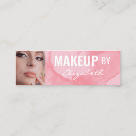 Rodnande korallrosa akvarell fotomakeup mini visitkort
