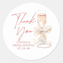 Rodnande kräm båge Prosecco Bröllopsdusch Tack Runt Klistermärke