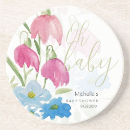 Rodnande Och Blå Vattenfärgblommor Underlägg