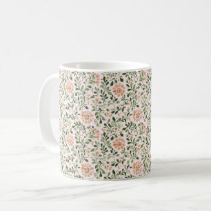 Rodnande Persikablommor Gröna blad Kaffemugg