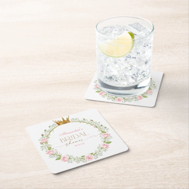 Rodnande Romans: Rosa Rosor & Gipsfiléer Underlägg Papper Kvadrat (Insitu)