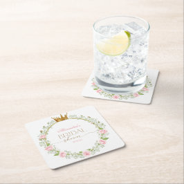 Rodnande Romans: Rosa Rosor & Gipskära Underlägg Papper Kvadrat