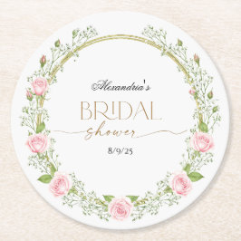 Rodnande Romans: Rosa Rosor & Gipskära Underlägg Papper Rund