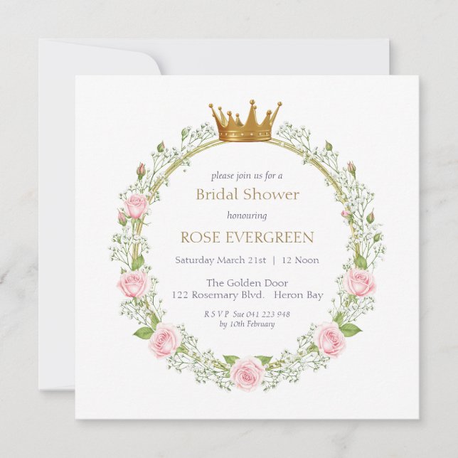 Rodnande Romans: Rosa Rosor och Gipskryddare Inbjudningar (Framsida)