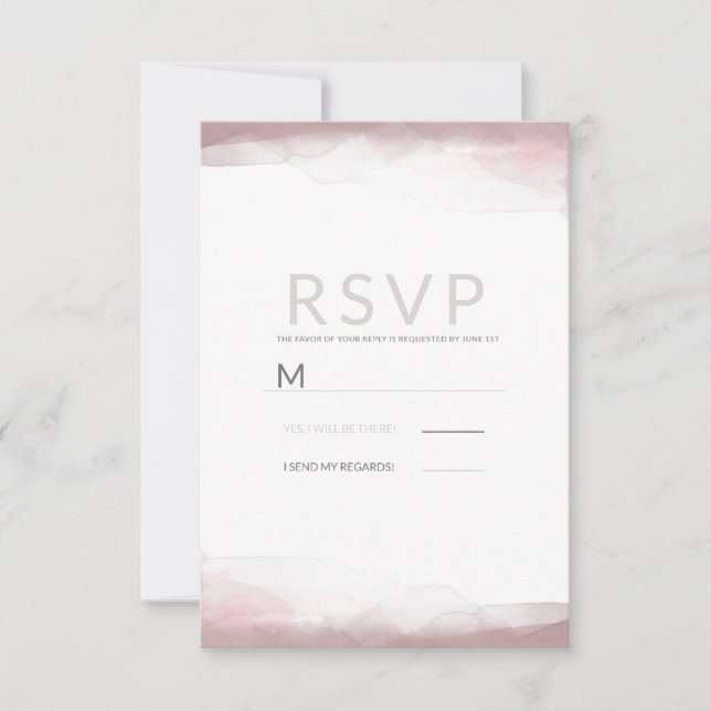 Rodnande Rosa Akvarell Modern Chic Bröllop RSVP OSA Kort (Framsida)