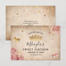 Rodnande Rosa Akvarell Rosguld Elegant Spara Datum