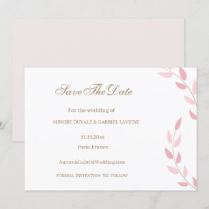 Rodnande Rosa Blad Höst Save The Date Bröllop Inbjudningar