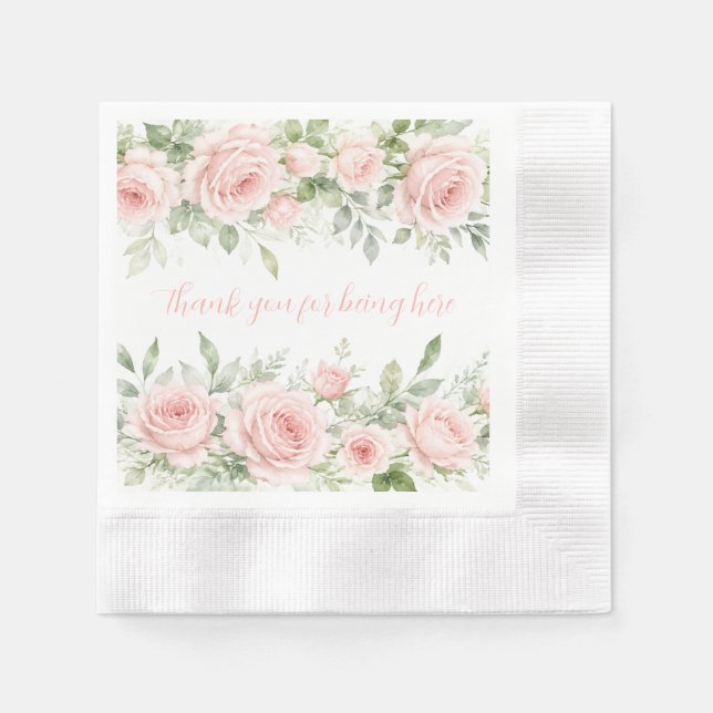 Rodnande Rosa Blommig Pappersservett (Framsidan)