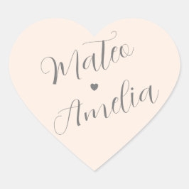 Rodnande Rosa Brud och Brudgum Namn på Bröllop Hjärtformat Klistermärke