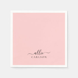 Rodnande Rosa Dammigt Rosa Modern Minimalist Namn Pappersservett