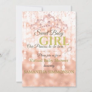 Rodnande Rosa Diamant Roséguld Graverad Babyfirand Inbjudningar