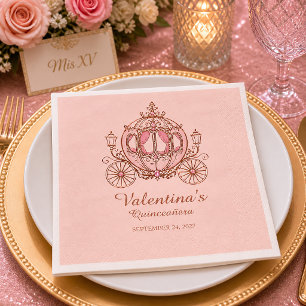 Rodnande Rosa Drottningvagn Princess Quinceañera Pappersservett