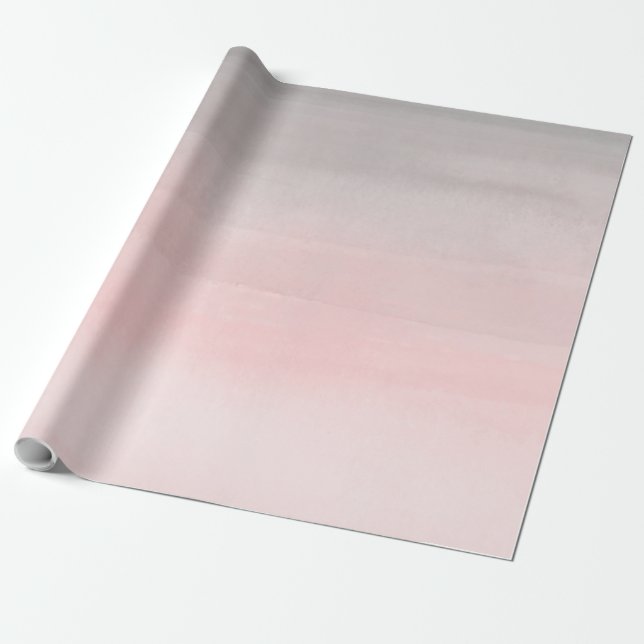 Rodnande Rosa & Grå Modern Akvarell Ombre Glamour Presentpapper (Utrullad)