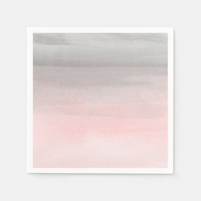 Rodnande Rosa Grått Modern Akvarell Ombre Chic Pappersservett (Framsidan)