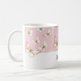 Rodnande rosa himlar & fjärilar  kaffemugg