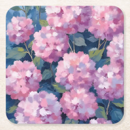 Rodnande Rosa Hydrangeor Blommig Underlägg Papper Kvadrat