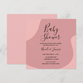 Rödnande Rosa Mauve Modern Minimal Baby Shower Inbjudningar