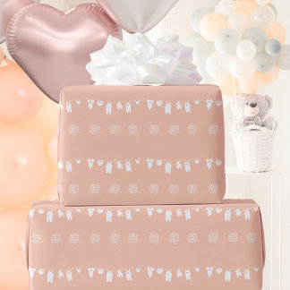 Rodnande Rosa Minimalistisk Bebis-flicka-babyshowe Presentpapper