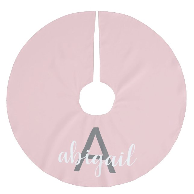 Rodnande Rosa Modernt Monogram Julgransmatta Borstad Polyester (Framsidan)