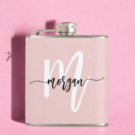 Rodnande Rosa Monogram Söt Tjejaktig Skriftstil Fickplunta