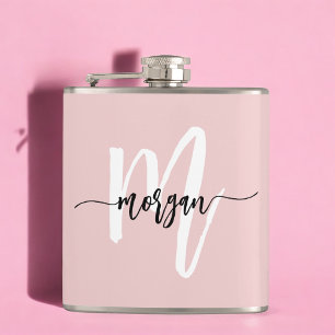 Rodnande Rosa Monogram Söt Tjejaktig Skriftstil Fickplunta