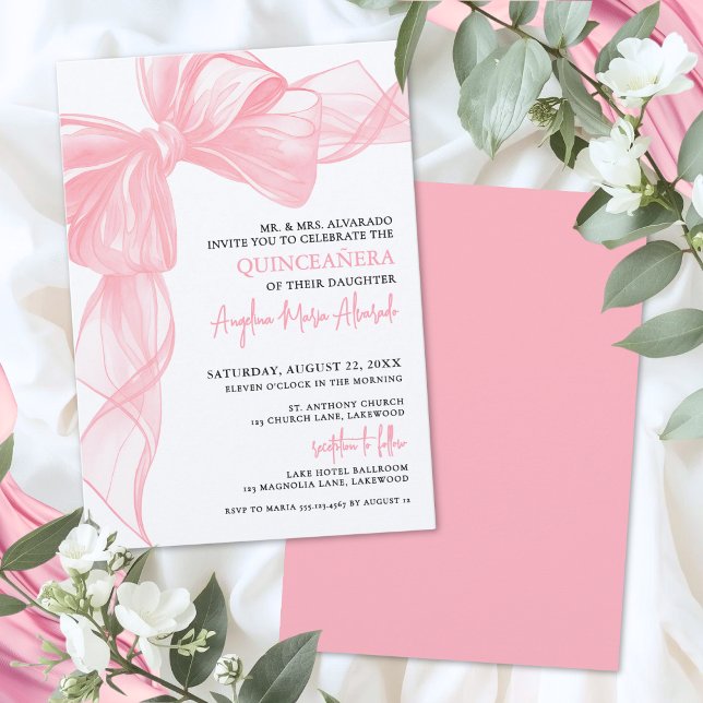 Rodnande Rosa Quinceanera Inbjudningar (Blush Pink Quinceanera Invitation)