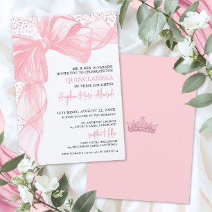 Rodnande Rosa Quinceanera Inbjudningar