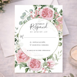 Rodnande Rosa Romantisk Blommig Akvarell Bröllop OSA Kort