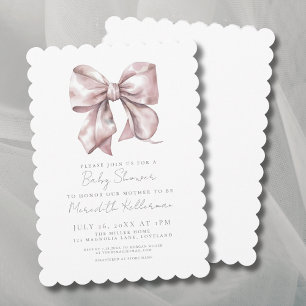 Rodnande Rosa Rosett Baby Shower Inbjudningar