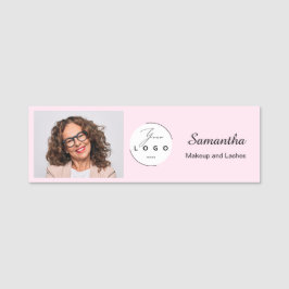 Rodnande Rosa Skript Logotyp Foto Smink Namnbricka