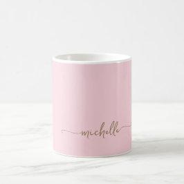 Rodnande Rosa Stilig Guld Monogram Signatur Skrift Kaffemugg