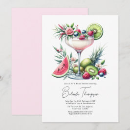 Rodnande Rosa Tropiskt Blommigt Cocktail Bröllopsf Inbjudningar