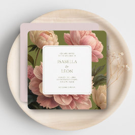 Rodnande Rosa | Vintage Oliv & Rosbröllop  Inbjudningar