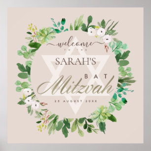 RÖDNANDE ROSENKRANS STAR BAT MITZVAH VÄLKOMMEN POSTER