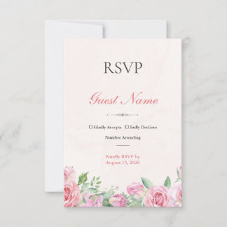 Rodnande rosor Redigerbar bröllops-RSVP-svarskort OSA Kort