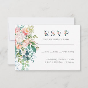 Rodnande sommarblommig bröllops-RSVP med måltid OSA Kort