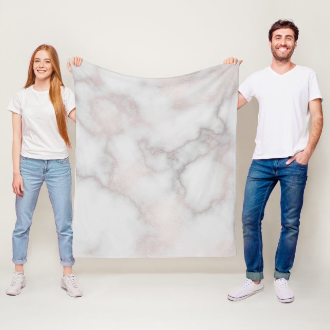 Rodnande toner rosa roséguld vit marmor mönster fleecefilt (På plats)