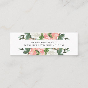 Rodnande vårblomma Bröllopswebbplats RSVP-kort Mini Visitkort